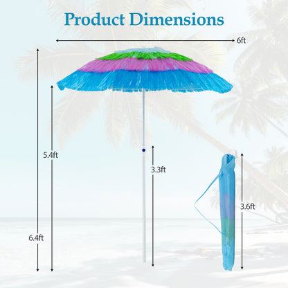 6 FT Tiki Thatched Patio Beach Umbrella, Push Button Tilt, Multicolor Outdoor Umbrellas at Gallery Canada