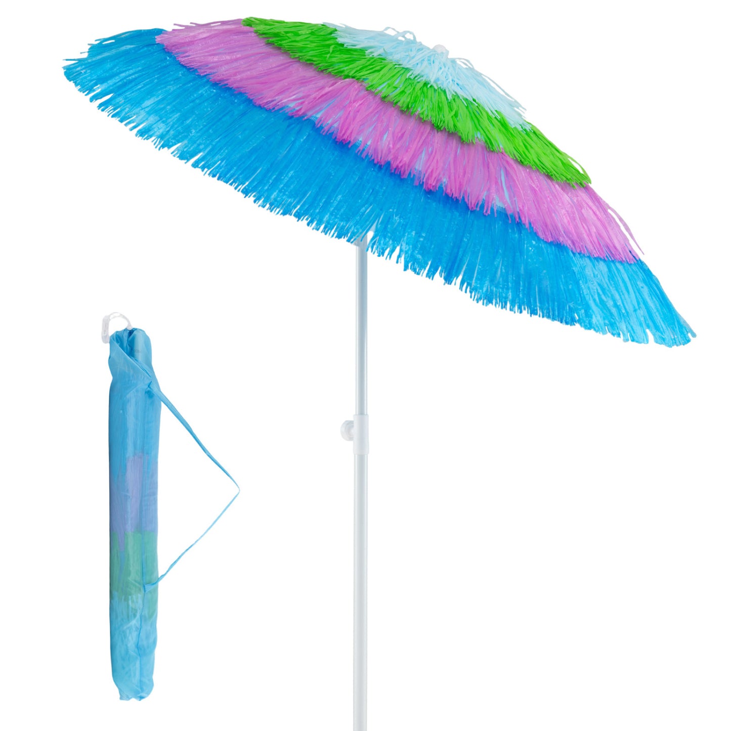 6 FT Tiki Thatched Patio Beach Umbrella, Push Button Tilt, Multicolor Outdoor Umbrellas Multicolor at Gallery Canada