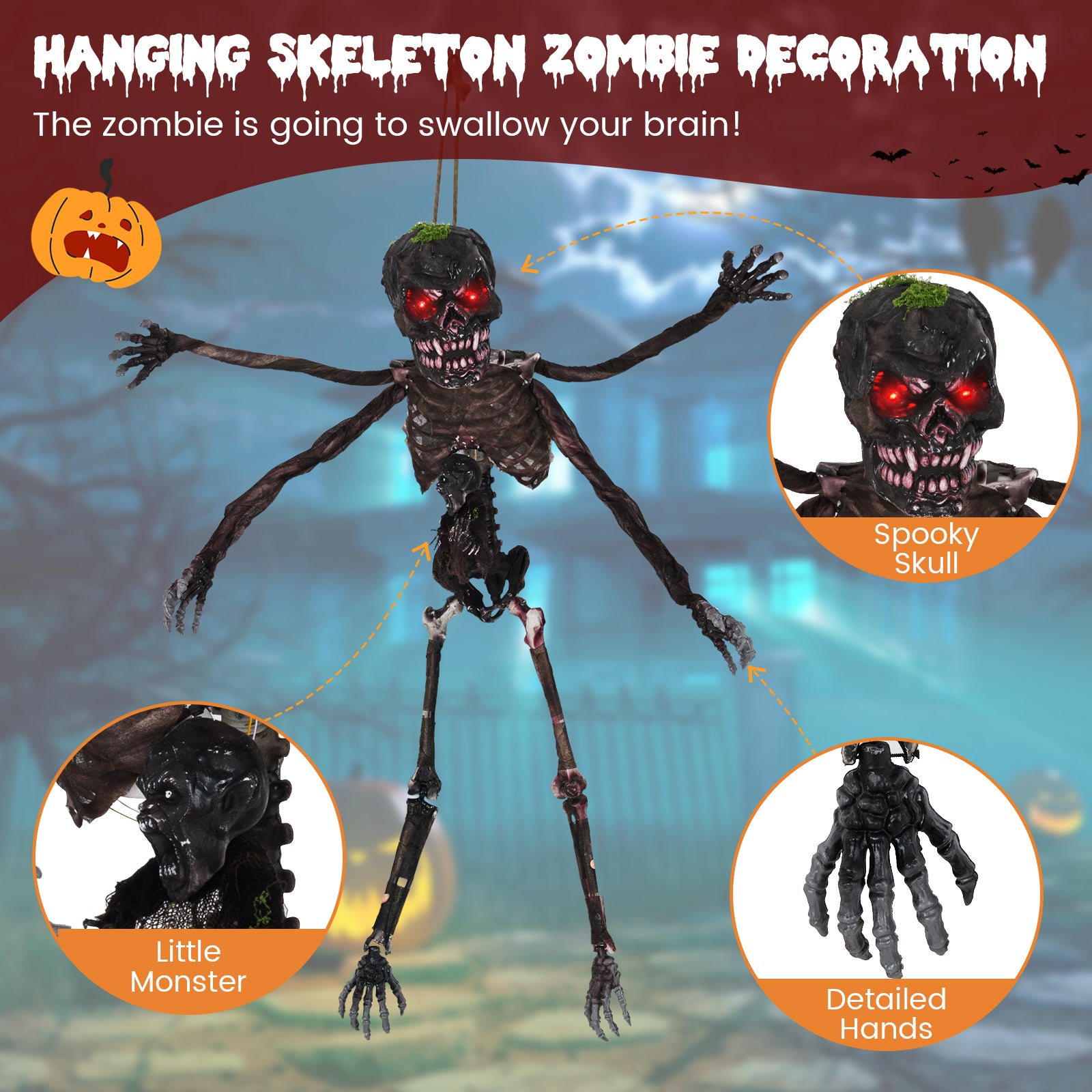 6 Feet Animated Halloween Decoration with 4 Arms Red LED-lit Eyes & Spooky Sounds Halloween at Gallery Canada