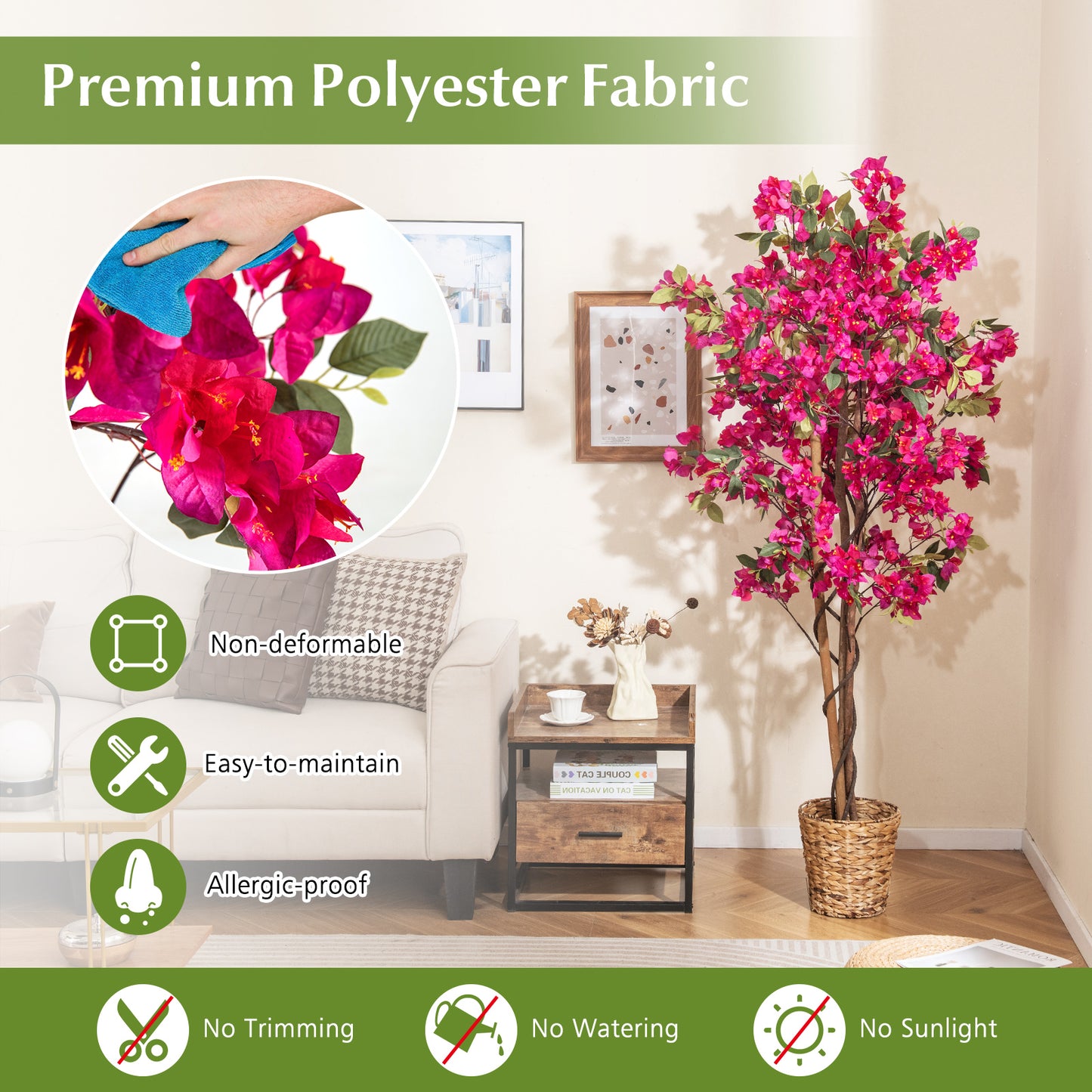 6 Feet Artificial Bougainvillea Tree with 910 Flowers-1 Piece Faux Plants at Gallery Canada