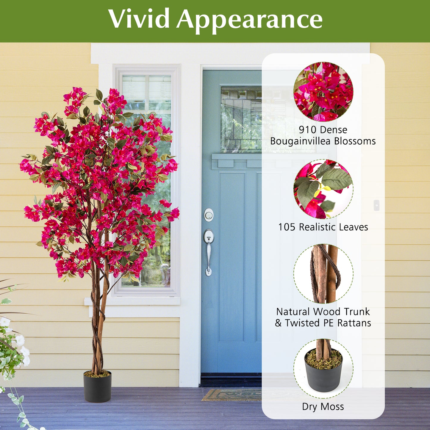 6 Feet Artificial Bougainvillea Tree with 910 Flowers-2 Pieces Faux Plants at Gallery Canada