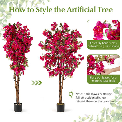 6 Feet Artificial Bougainvillea Tree with 910 Flowers-2 Pieces Faux Plants at Gallery Canada