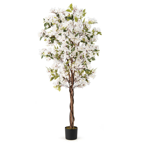6 Feet Artificial Bougainvillea Tree with 910 White Flowers-1 Pieces, White