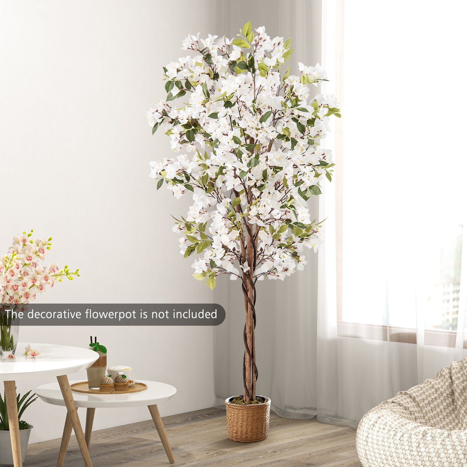 6 Feet Artificial Bougainvillea Tree with 910 White Flowers- Set of 2, White Faux Plants at Gallery Canada