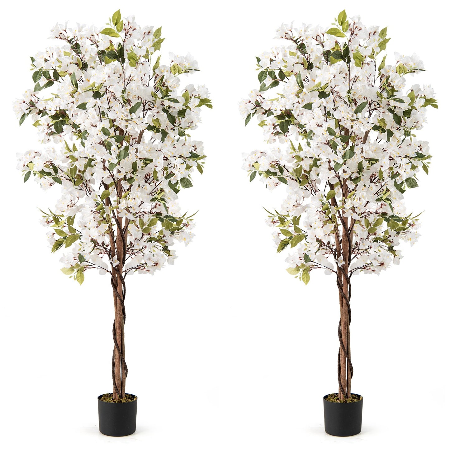 6 Feet Artificial Bougainvillea Tree with 910 White Flowers- Set of 2, White Faux Plants White at Gallery Canada
