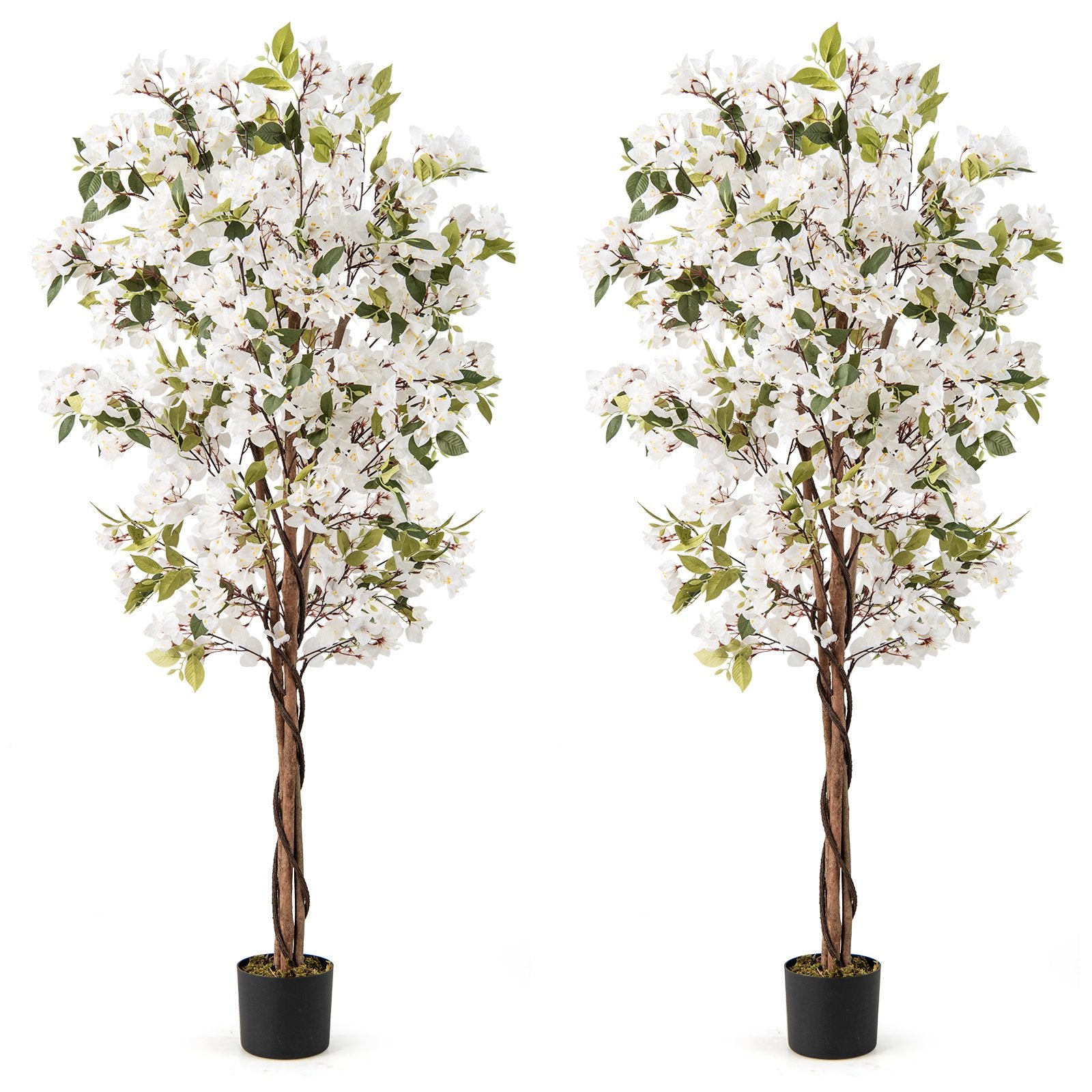 6 Feet Artificial Bougainvillea Tree with 910 White Flowers- Set of 2, White Faux Plants White at Gallery Canada