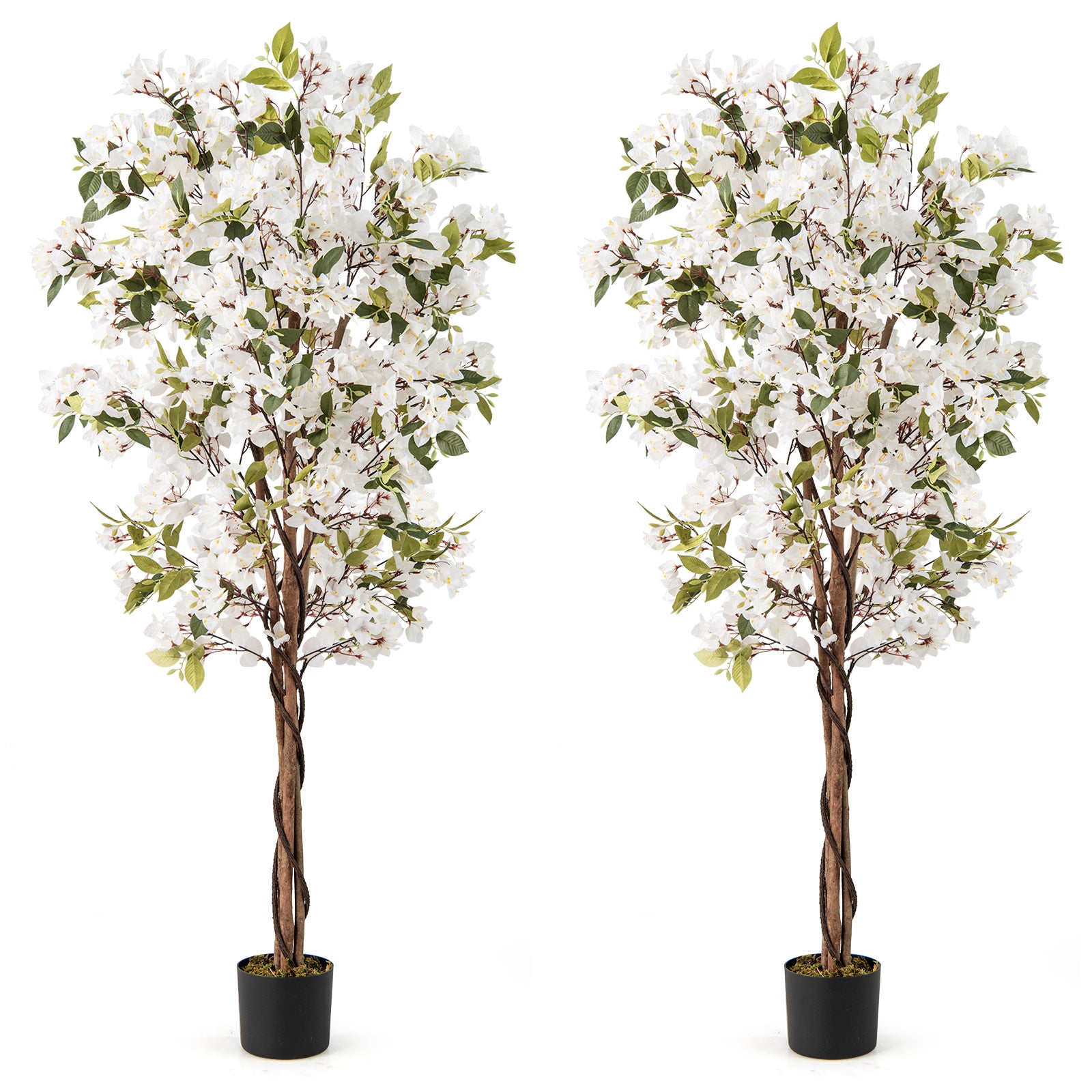 6 Feet Artificial Bougainvillea Tree, 910 White Flowers, Set Of 2, White Faux Plants at Gallery Canada