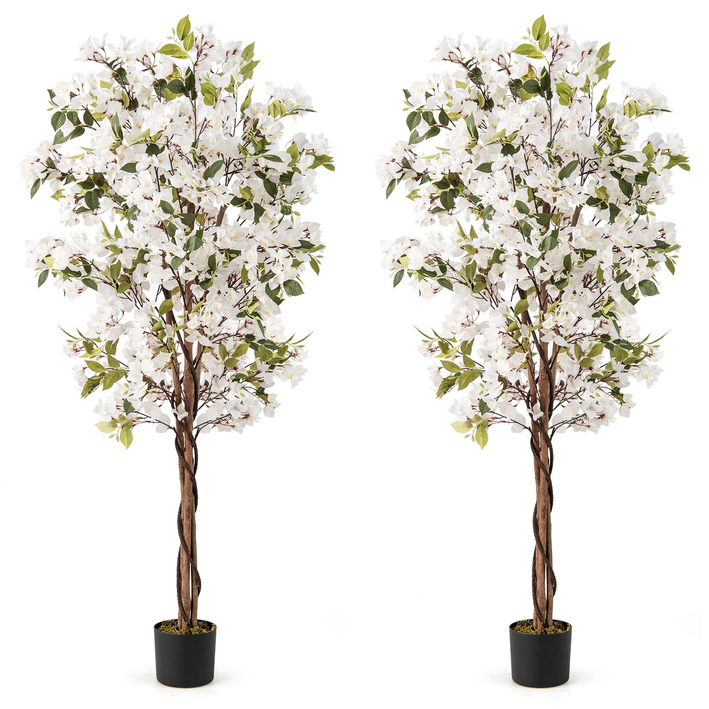 6 Feet Artificial Bougainvillea Tree, 910 White Flowers, Set Of 2, White Faux Plants at Gallery Canada