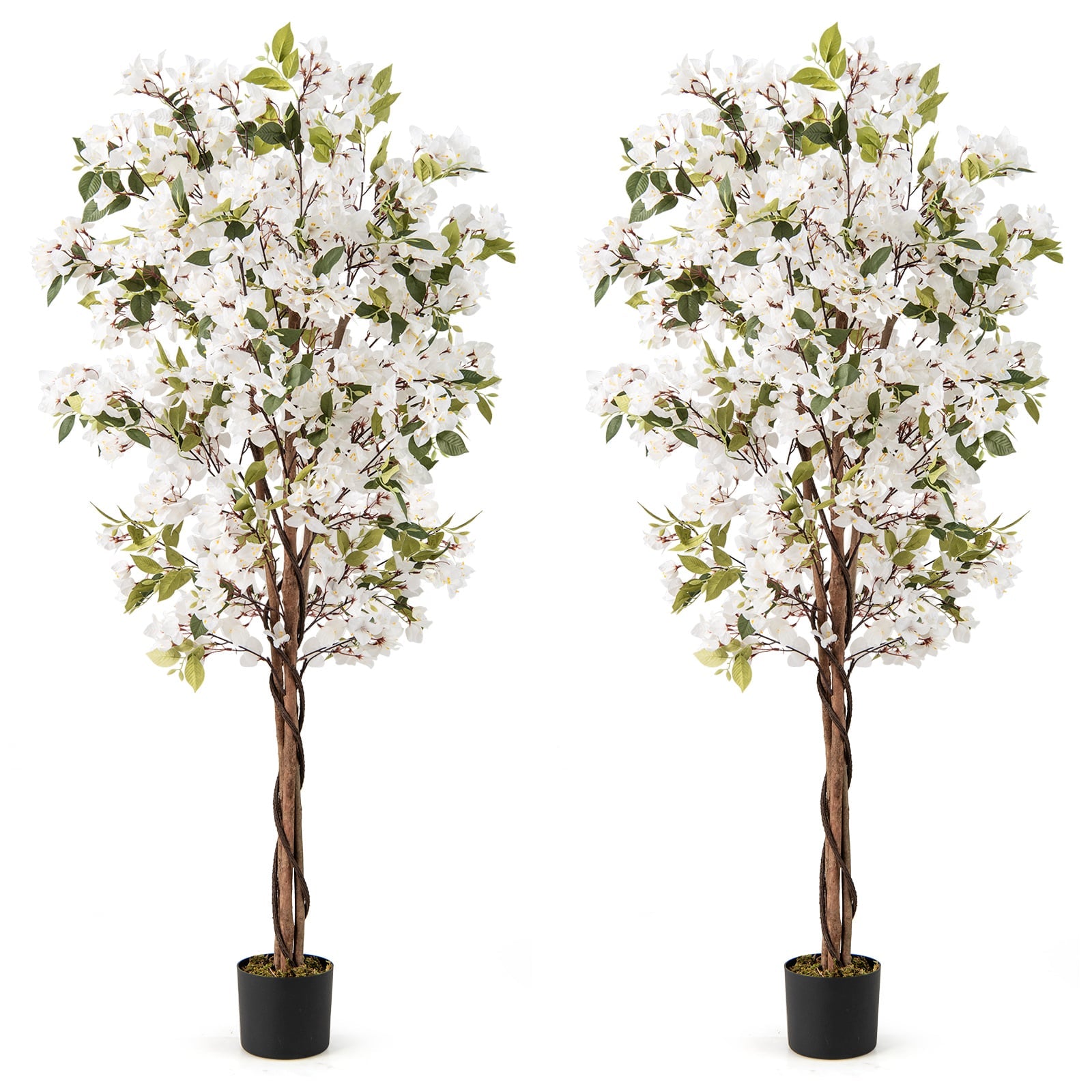 6 Feet Artificial Bougainvillea Tree, 910 White Flowers, Set Of 2, White Faux Plants at Gallery Canada