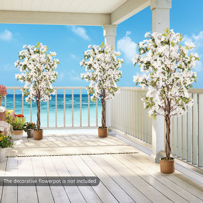 6 Feet Artificial Bougainvillea Tree, 910 White Flowers, Set Of 2, White Faux Plants at Gallery Canada