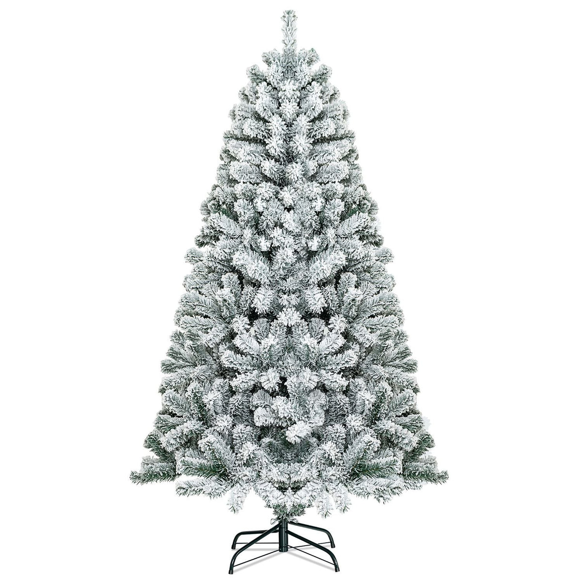 6 Feet Artificial Flocked Hinged Christmas Tree, White Christmas Tree White at Gallery Canada
