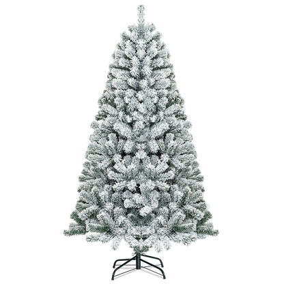 6 Feet Artificial Flocked Hinged Christmas Tree, White Christmas Tree White at Gallery Canada