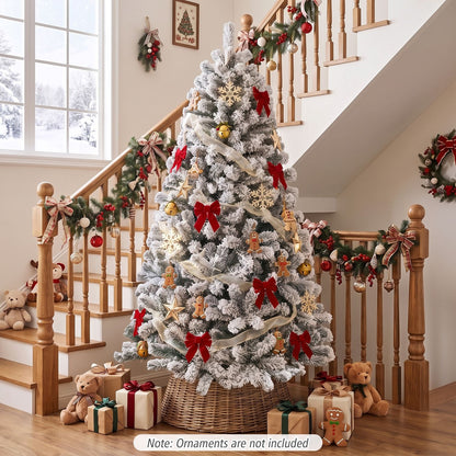6 Feet Artificial Flocked Hinged Christmas Tree, White Christmas Tree at Gallery Canada