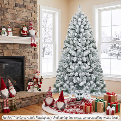 6 Feet Artificial Flocked Hinged Christmas Tree, White Christmas Tree at Gallery Canada