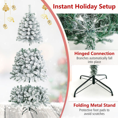 6 Feet Artificial Flocked Hinged Christmas Tree, White Christmas Tree at Gallery Canada