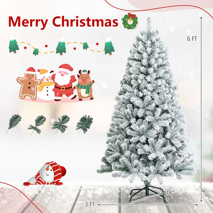 6 Feet Artificial Flocked Hinged Christmas Tree, White Christmas Tree at Gallery Canada