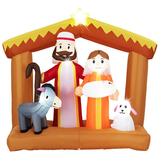 6 Feet Christmas Inflatables Nativity Scene Outdoor Decoration with Built-in LED Lights, Multicolor Christmas Inflatables Multicolor at Gallery Canada