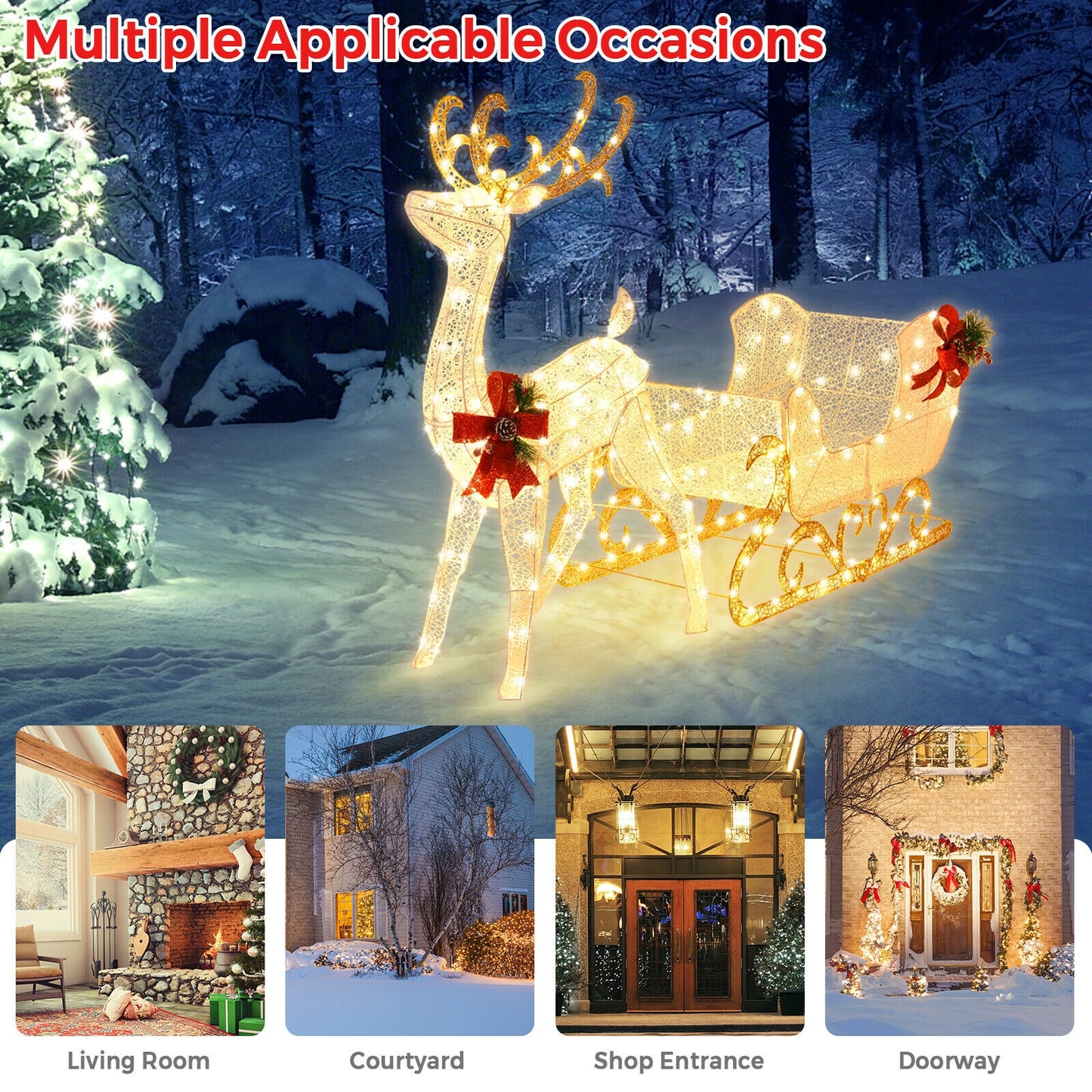 6 Feet Christmas Reindeer And Santa Sleigh Decoration, Golden Christmas Decor & Accessories at Gallery Canada