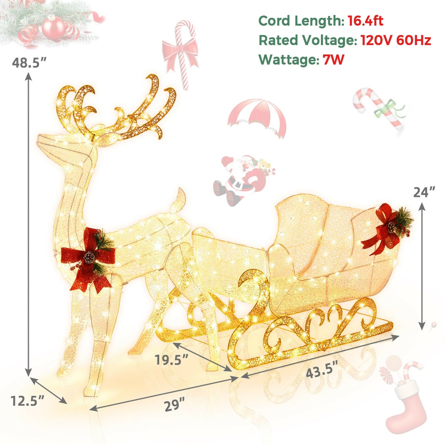 6 Feet Christmas Reindeer And Santa Sleigh Decoration, Golden Christmas Decor & Accessories at Gallery Canada