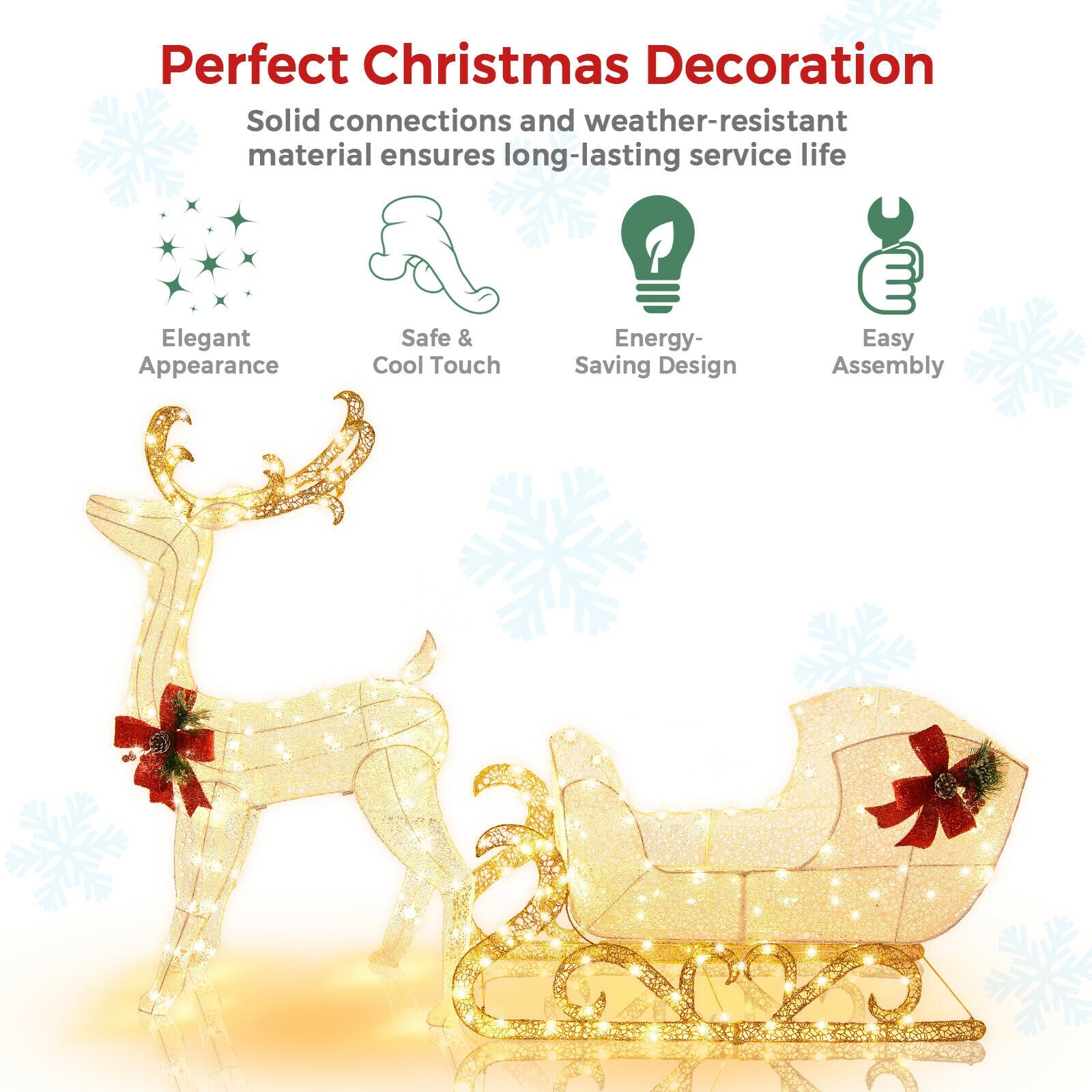 6 Feet Christmas Reindeer And Santa Sleigh Decoration, Golden Christmas Decor & Accessories at Gallery Canada
