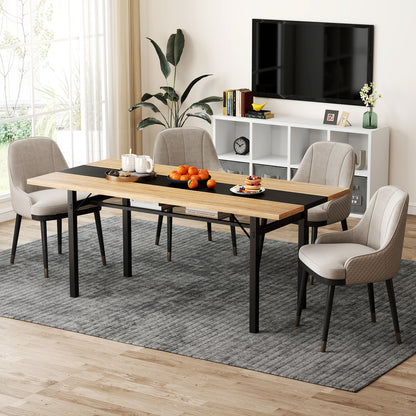 6 Feet Dining Table with Heavy-Duty Metal Frame for 6-8 People, Natural Dining Tables at Gallery Canada
