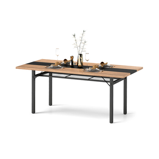 6 Feet Dining Table with Heavy-Duty Metal Frame for 6-8 People, Natural Dining Tables Natural at Gallery Canada