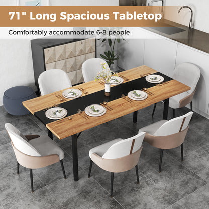 6 Feet Dining Table with Heavy-Duty Metal Frame for 6-8 People, Natural Dining Tables at Gallery Canada