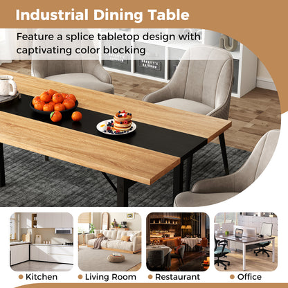 6 Feet Dining Table with Heavy-Duty Metal Frame for 6-8 People, Natural Dining Tables at Gallery Canada