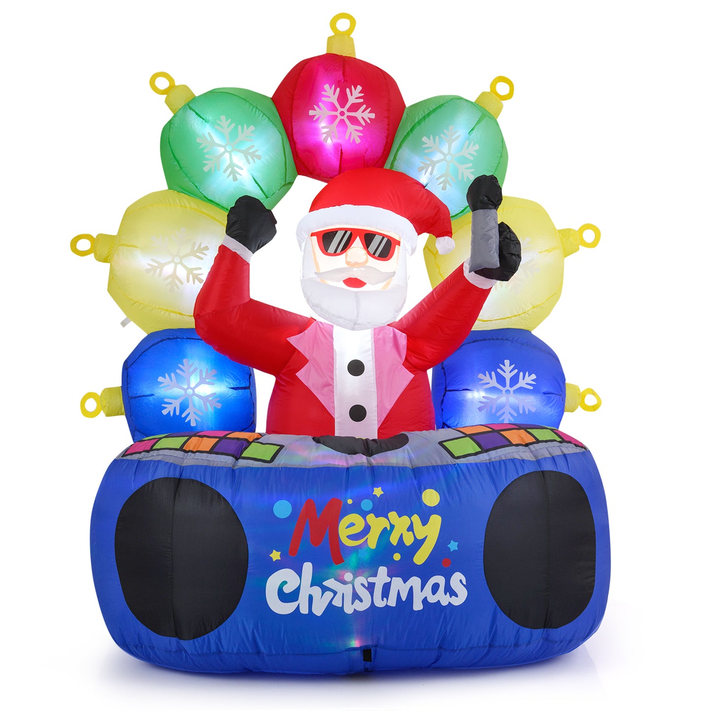 6 Feet Inflatable DJ Santa with Rotating Music Light and Flashing LEDs, Multicolor Christmas Inflatables Multicolor at Gallery Canada