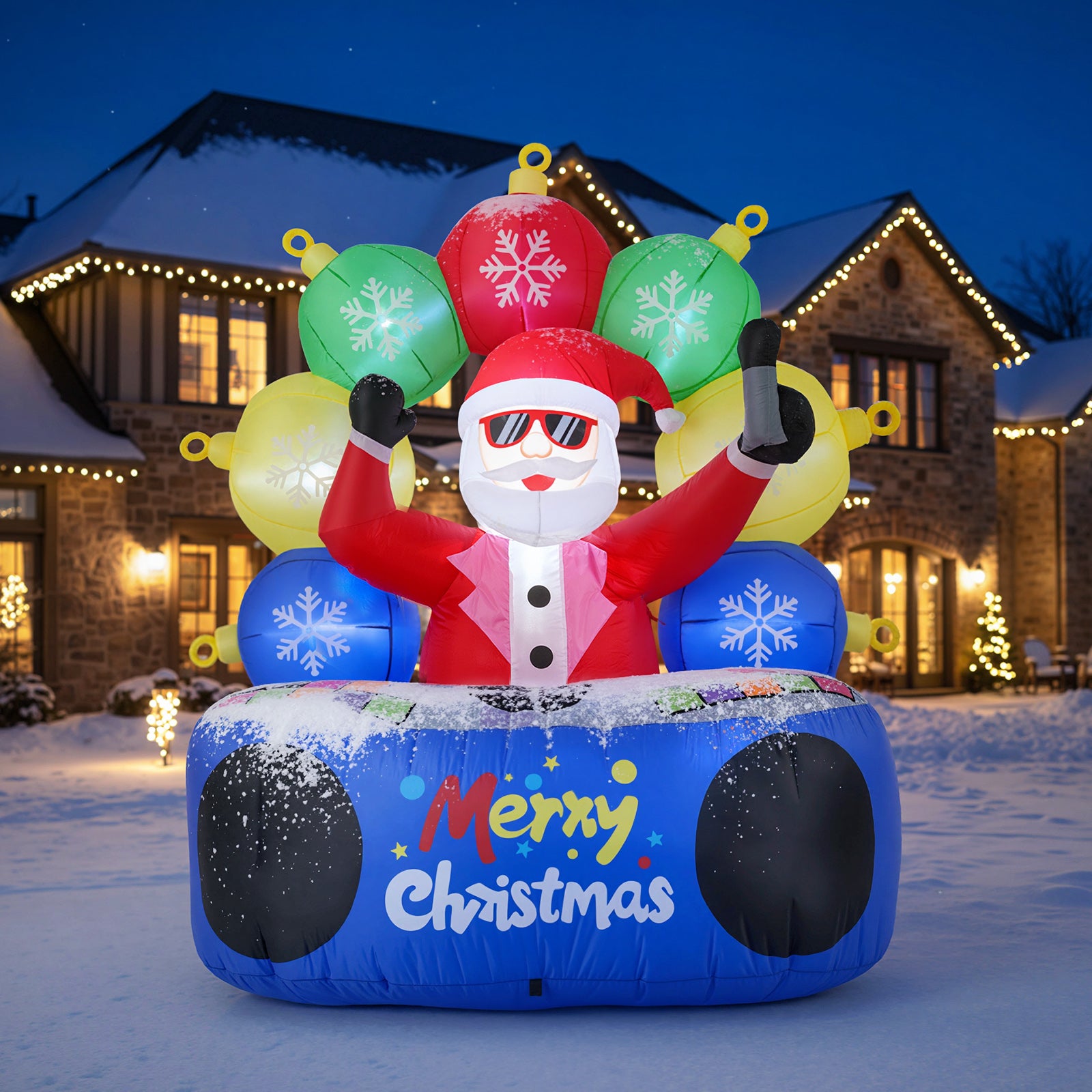 6 Feet Inflatable DJ Santa with Rotating Music Light and Flashing LEDs, Multicolor Christmas Inflatables at Gallery Canada