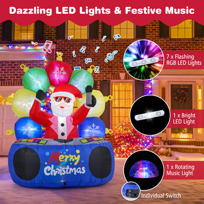 6 Feet Inflatable DJ Santa with Rotating Music Light and Flashing LEDs, Multicolor Christmas Inflatables at Gallery Canada