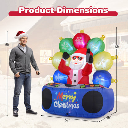 6 Feet Inflatable DJ Santa with Rotating Music Light and Flashing LEDs, Multicolor Christmas Inflatables at Gallery Canada
