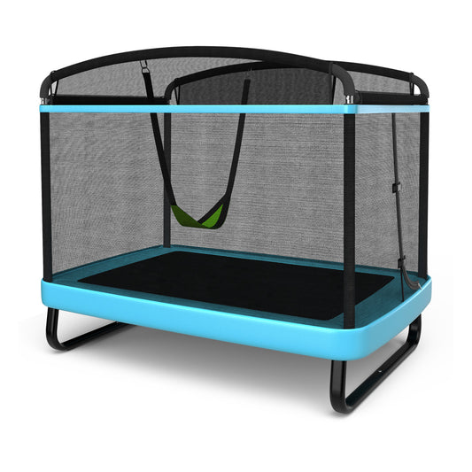 6 Feet Kids Trampoline With Swing Safety Fence, Blue Trampolines Blue at Gallery Canada