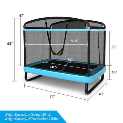 6 Feet Kids Trampoline With Swing Safety Fence, Blue Trampolines at Gallery Canada