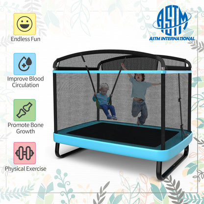 6 Feet Kids Trampoline With Swing Safety Fence, Blue Trampolines at Gallery Canada