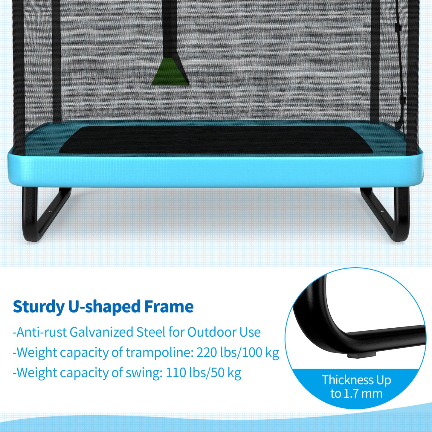 6 Feet Kids Trampoline With Swing Safety Fence, Blue Trampolines at Gallery Canada