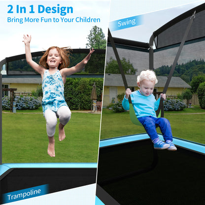 6 Feet Kids Trampoline With Swing Safety Fence, Blue Trampolines at Gallery Canada