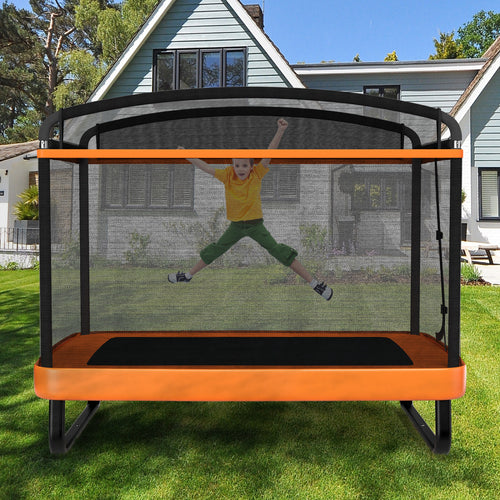6 Feet Kids Trampoline With Swing Safety Fence, Orange