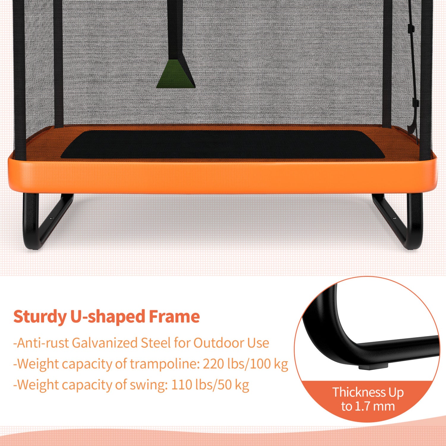 6 Feet Kids Trampoline With Swing Safety Fence, Orange Trampolines at Gallery Canada