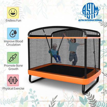 6 Feet Kids Trampoline With Swing Safety Fence, Orange Trampolines at Gallery Canada