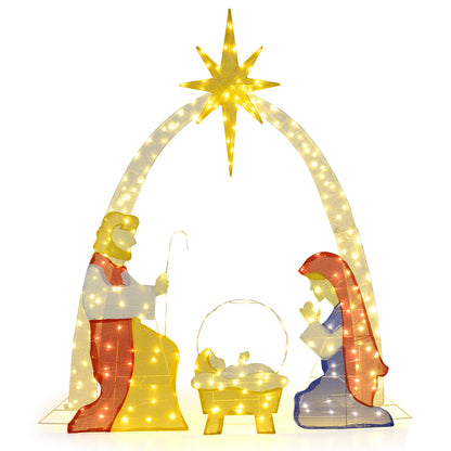 6 Feet Nativity Scene Yard Decoration, 240 Warm White LED Lights Christmas Decor & Accessories at Gallery Canada