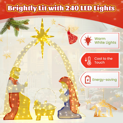 6 Feet Nativity Scene Yard Decoration, 240 Warm White LED Lights Christmas Decor & Accessories at Gallery Canada