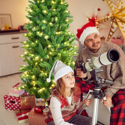 Sapin de Noël en sapin artificiel à charnières en PVC pré-éclairé de 6 pieds, 150 lumières, vert