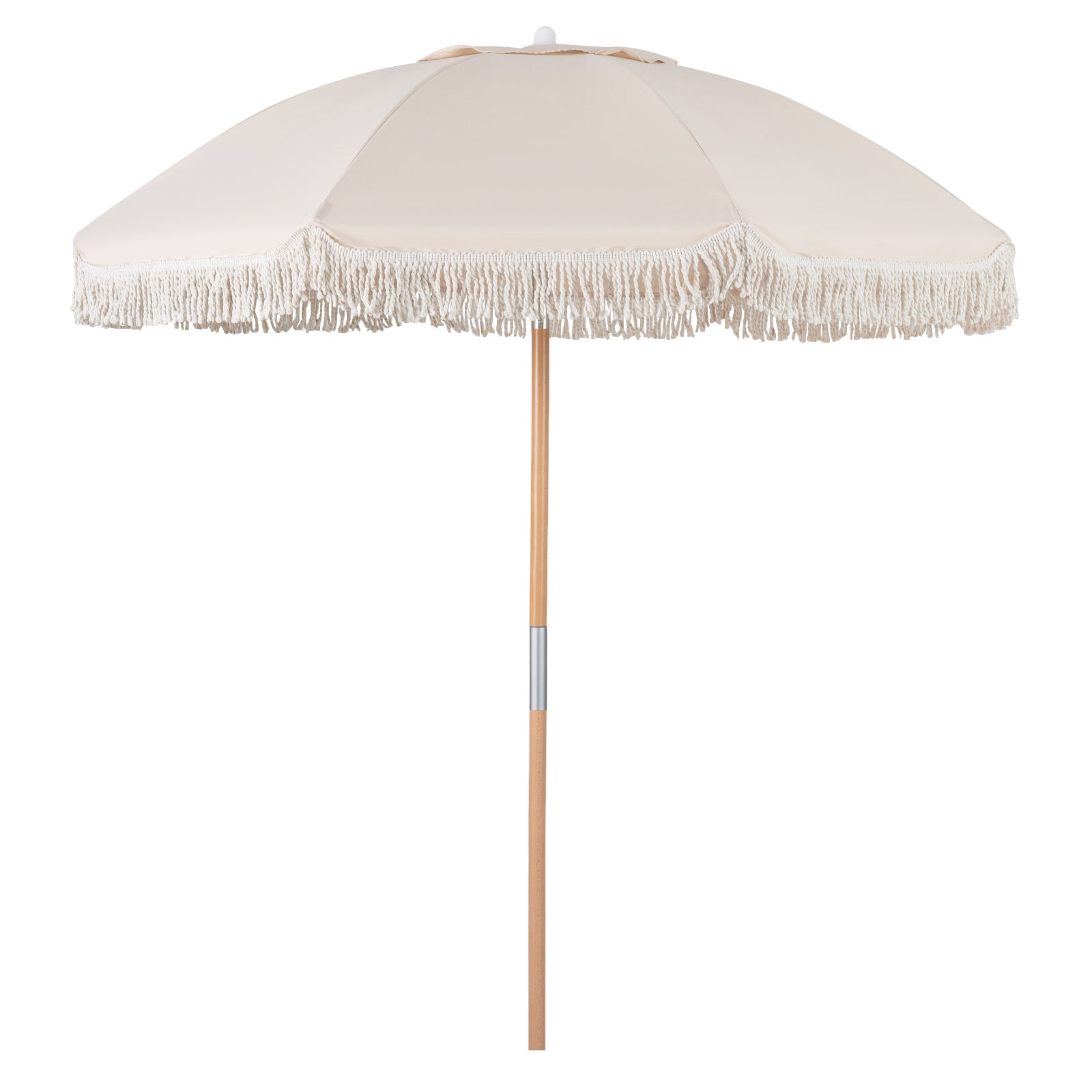 6 Feet Patio Umbrella, Push Button Tilt, Wood Pole, Off-White Outdoor Umbrellas at Gallery Canada