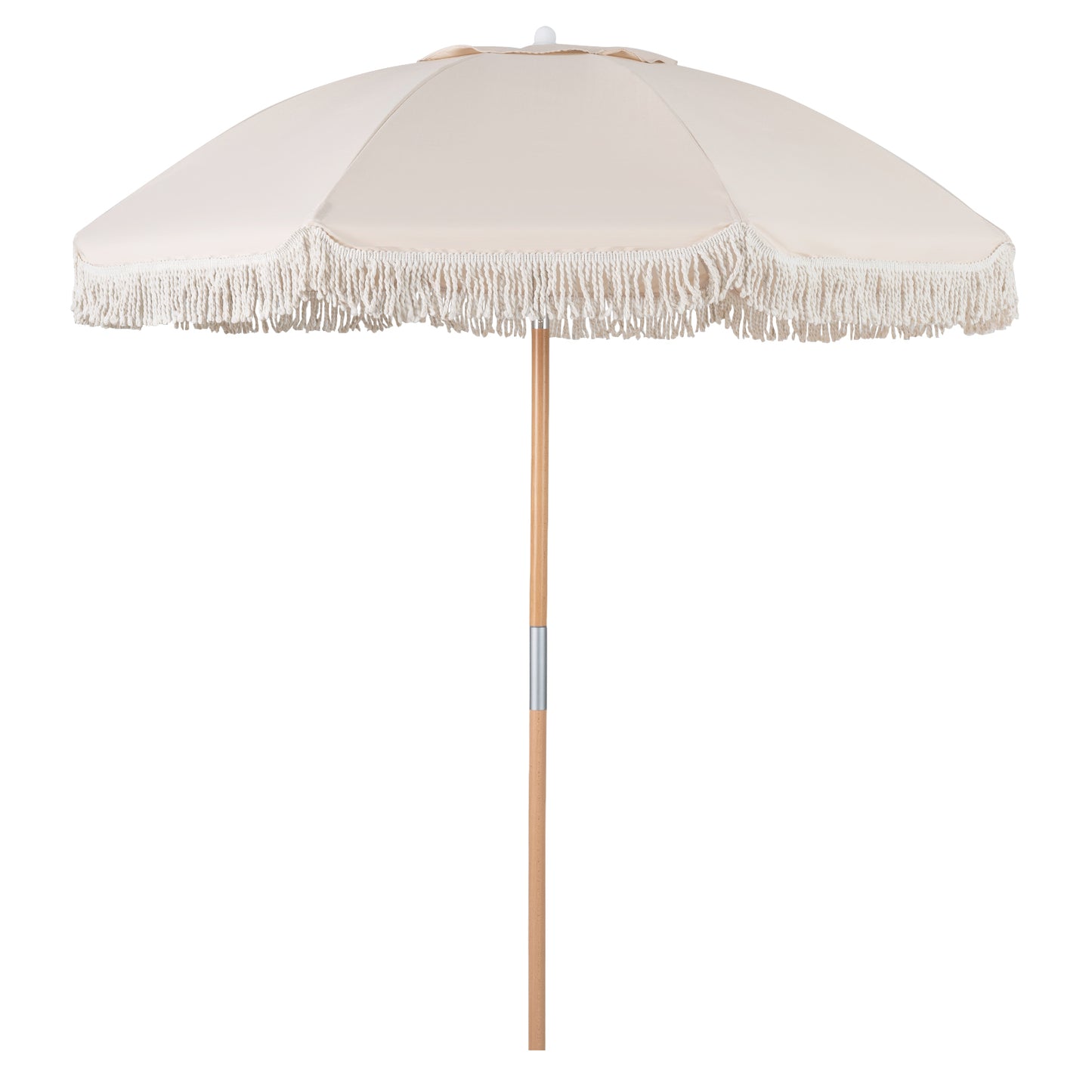 6 Feet Patio Umbrella, Push Button Tilt, Wood Pole, Off-White Outdoor Umbrellas at Gallery Canada