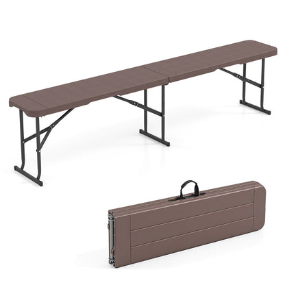 6 Feet Plastic Folding Bench Picnic Camping Dining Seat with Carrying Handle-coffee, Coffee Camping Furniture Coffee at Gallery Canada