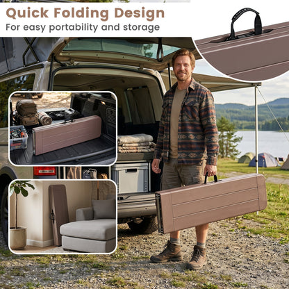 6 Feet Plastic Folding Bench Picnic Camping Dining Seat with Carrying Handle-coffee, Coffee Camping Furniture at Gallery Canada