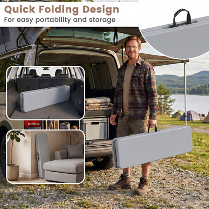 6 Feet Plastic Folding Bench Picnic Camping Dining Seat with Carrying Handle, Light Gray Camping Furniture at Gallery Canada