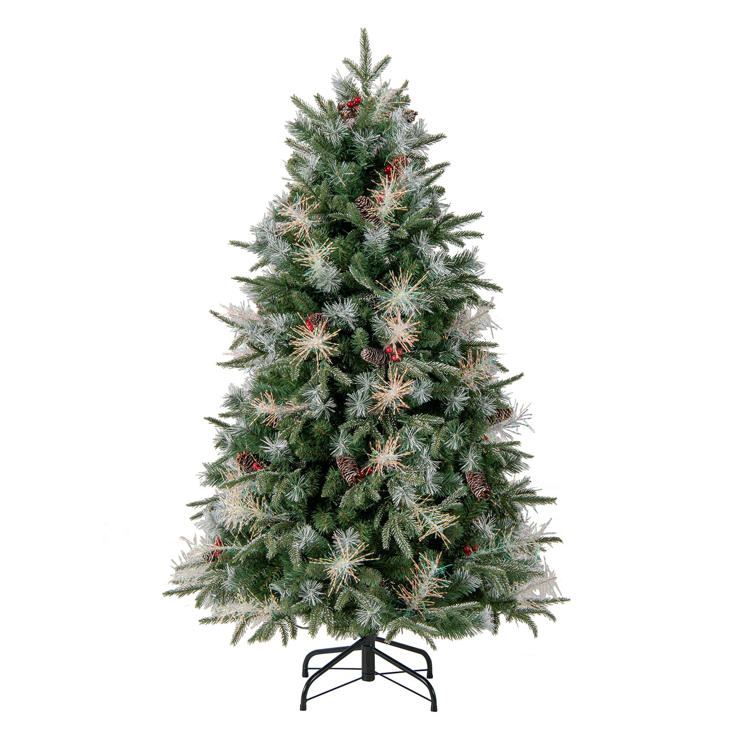 6 Feet Pre-Lit Artificial Christmas Tree, LED Lights With Berries, Green Christmas Tree at Gallery Canada
