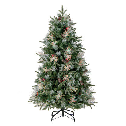 6 Feet Pre-Lit Artificial Christmas Tree, LED Lights With Berries, Green Christmas Tree at Gallery Canada